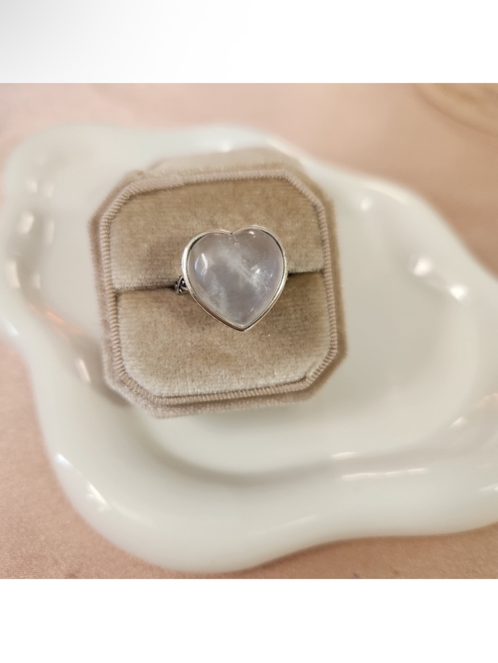 Heart-Shaped Moonstone Ring in Silver